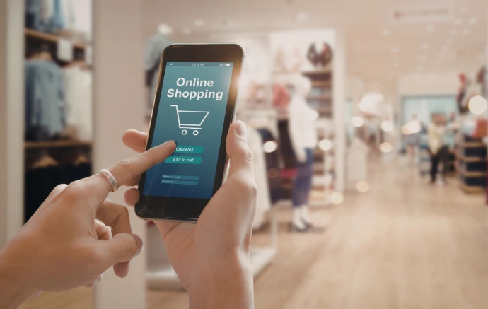 Mobile commerce application interface for seamless customer shopping experience.